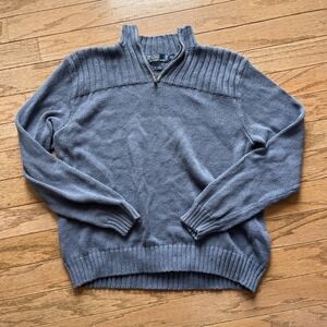 VTG Polo Ralph Lauren Fisherman Chunky Knit Sweater Mens 2XL Linen Blend 1/4 Zip